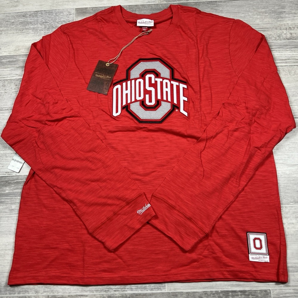 NEW Mitchell & Ness Ohio State Buckeyes NCAA Legendary Slub Long Sleeve Tee 2XL
